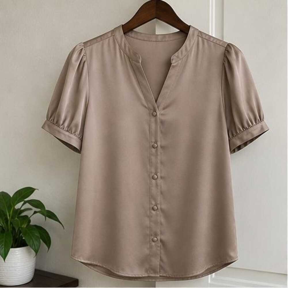Taupe Puff Sleeve Top